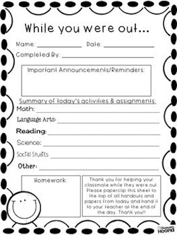 Remembering to put out and collect absent student work can certainly be an extra thing teachers don't always remember to do when they have 1,345 other items to worry about in any given school day.
