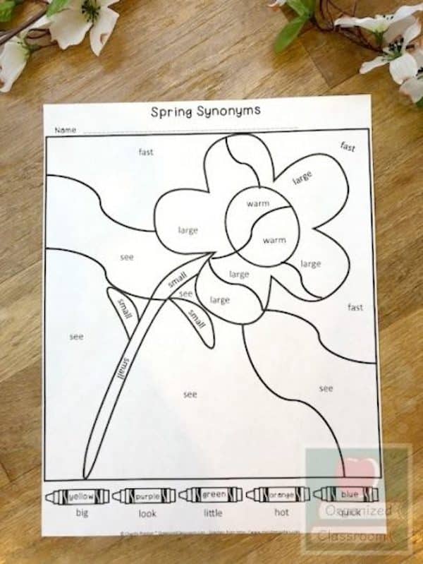 Teaching synonyms is a fun way for building vocabulary and allowing for more concise writing skills. Anchor charts and free worksheet printables will help!