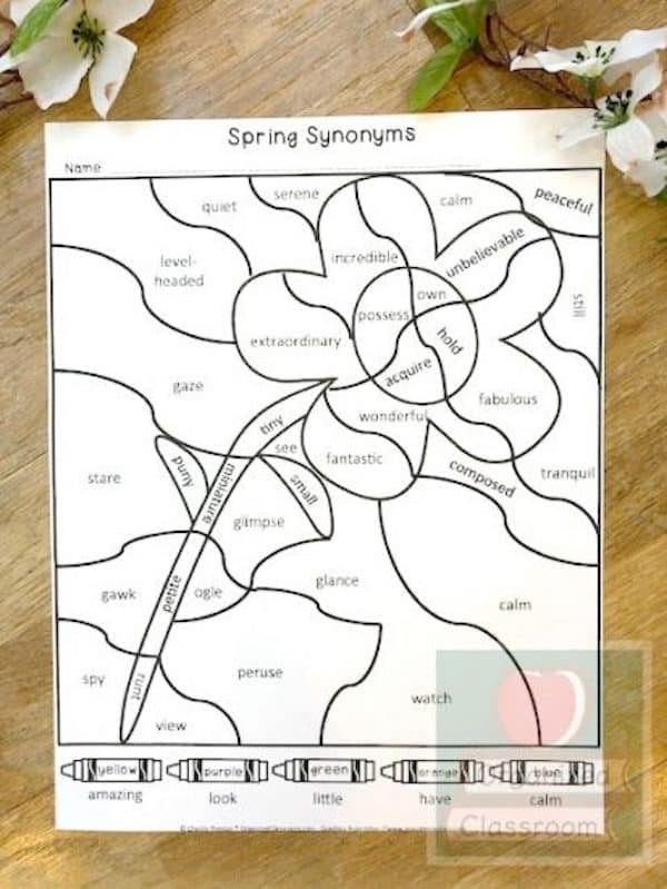 Teaching synonyms is a fun way for building vocabulary and allowing for more concise writing skills. Anchor charts and free worksheet printables will help!