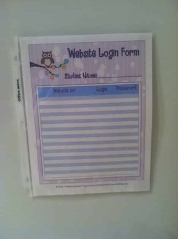 Student password sheets are super helpful when taking a group of students to the computer lab, or even during center time within your own classroom.
