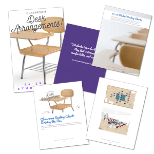 Desks are staggered upon each other so that each student has his or her own space. Even with the separation, there is still opportunity for interaction among peers.