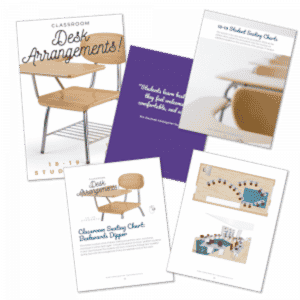 This choice involves a line of desks snaking around the room, and almost crossing as it comes back again. It would be perfect for those “problem students” in your class because the students will have a hard time finding their “buddies” during class with this arrangement if they are opposite ends of the room.