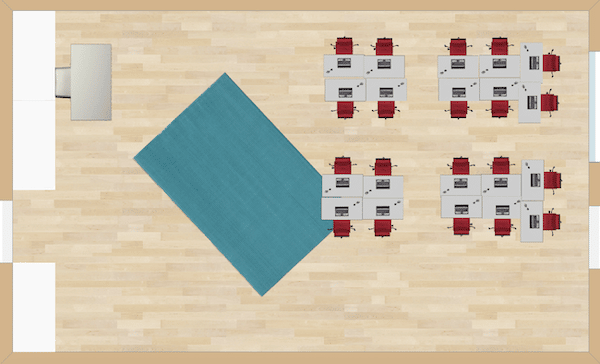 Small and condensed groupings allow for more space in the classroom to complete centers, read together, or work at the board. It is usually a trade-off between more student desk space or more classroom space. Sometimes it is beneficial to switch back and forth from the two.