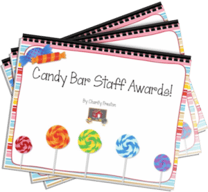 I don't know about you, but I know a lot of teacher colleagues who love candy. And they deserve to get an award just for being amazing any day of the week. So I put together the two, to create some candy bar ideas that can serve double duty!