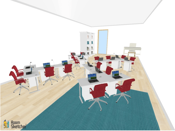 In the Pinwheel, students will be facing many different directions. For seat work or centers, this is a wonderful option. During direct instruction of whole group, a separate space in the classroom (i.e. teaching from the carpet) will be necessary.