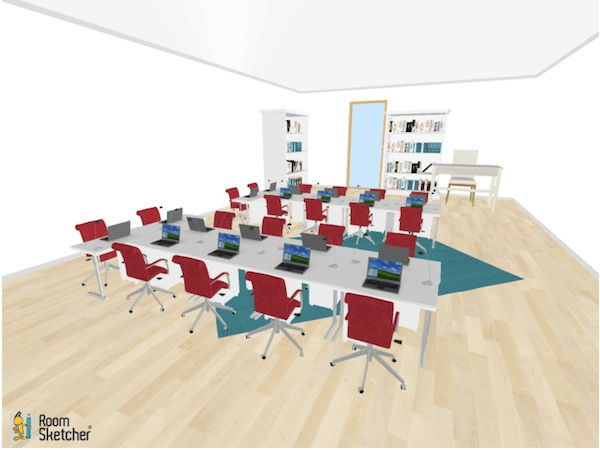 Two larger teams can be formed and take up less floor space than other seating charts. Try a boy/girl split or evenly distribute them between the two teams in alternating seats.