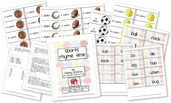 This game is easy to set up - grab the cards. Students will take turns picking word cards and saying rhyming words to go with their chosen card. Have fun!