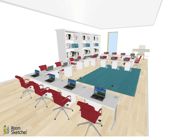Small L-shapes make for a great work space of desks. Set up three separate centers to be completed at each L and let the students move from L to L completing the projects.