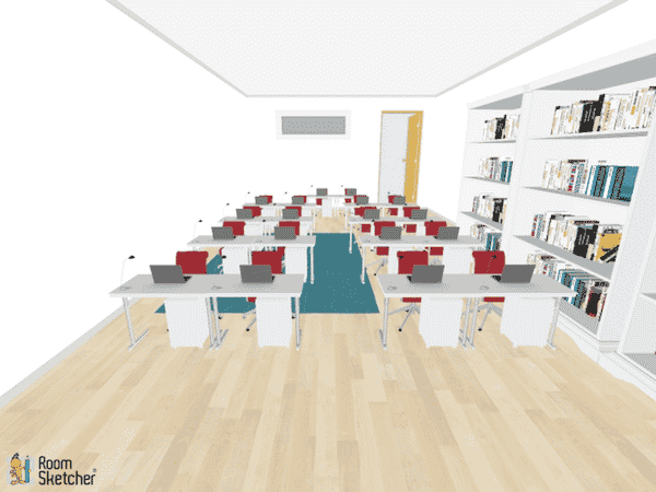 A modified U shape can encourage students to work only on their task. This type of seating arrangement does not work well for collaboration or discussion, as the desks are all facing one certain direction.